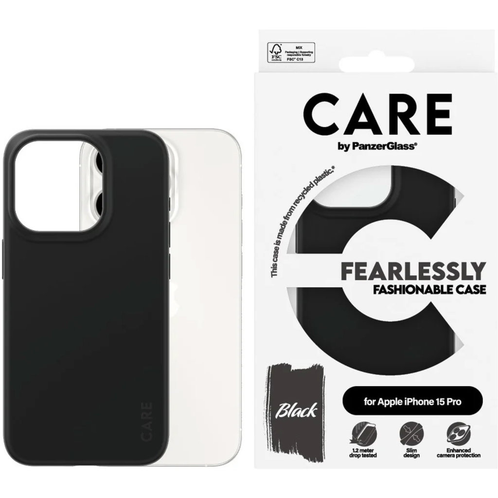 CARE by PanzerGlass PanzerGlass CARE Case iPhone 15 Pro - Valbestendige Hoes Zwart, foto 2 van 4
