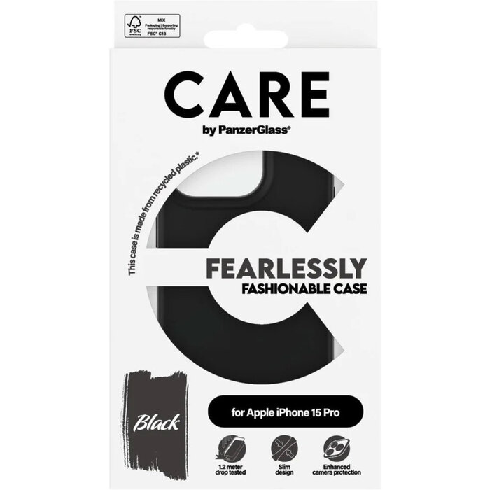 CARE by PanzerGlass PanzerGlass CARE Case iPhone 15 Pro - Valbestendige Hoes Zwart