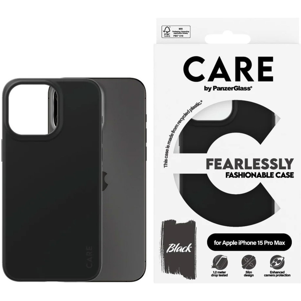 CARE by PanzerGlass CARE by PanzerGlass Fashionable Case Black iPhone 15 Pro Max, foto 2 van 4