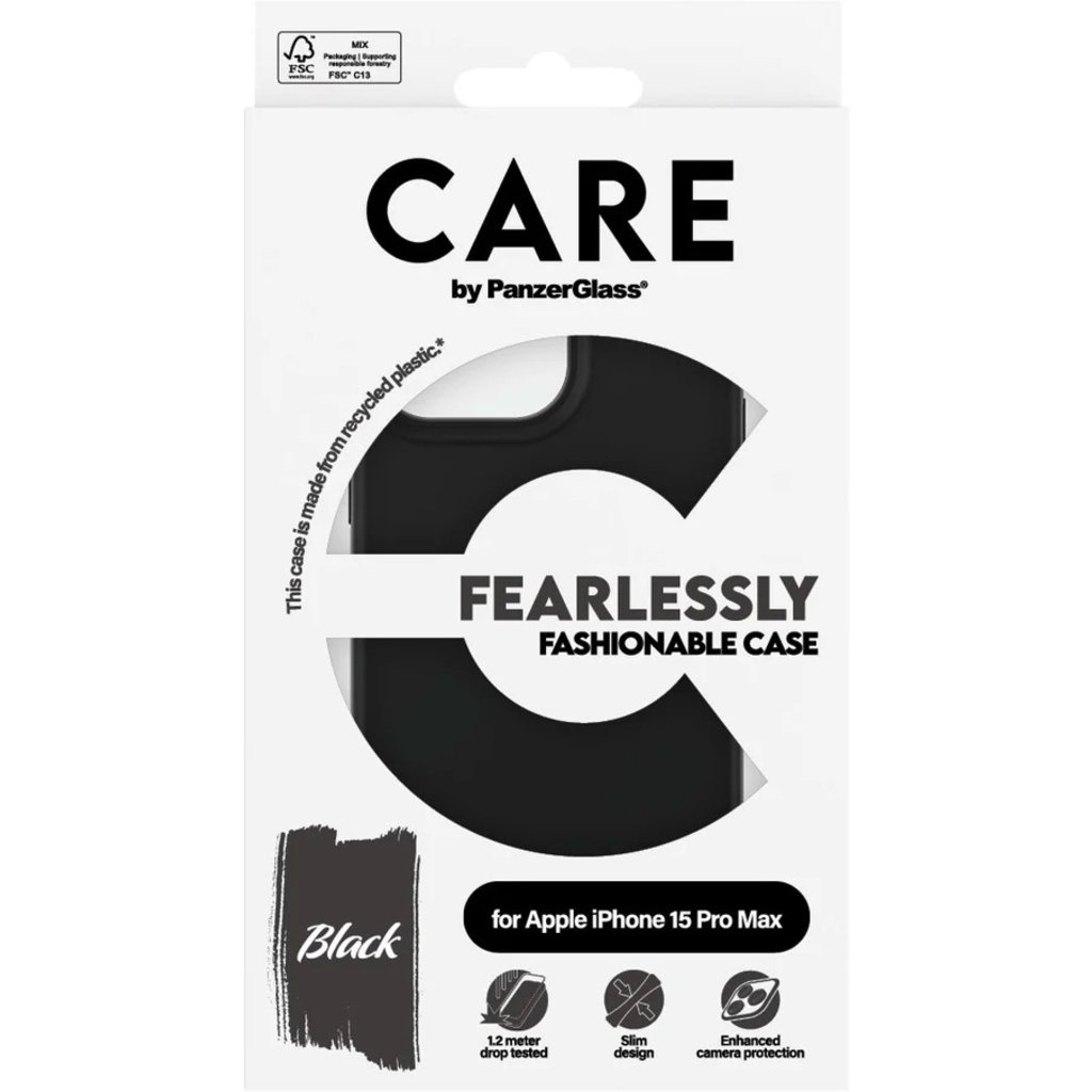 CARE by PanzerGlass CARE by PanzerGlass Fashionable Case Black iPhone 15 Pro Max, foto 3 van 4