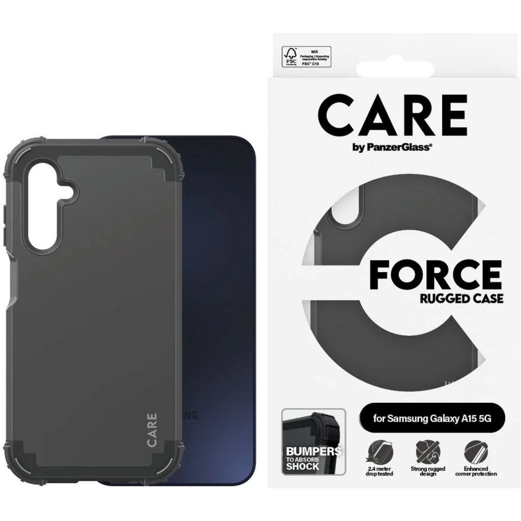 CARE by PanzerGlass PanzerGlass CARE Case voor Samsung Galaxy A15 5G - Zwart
