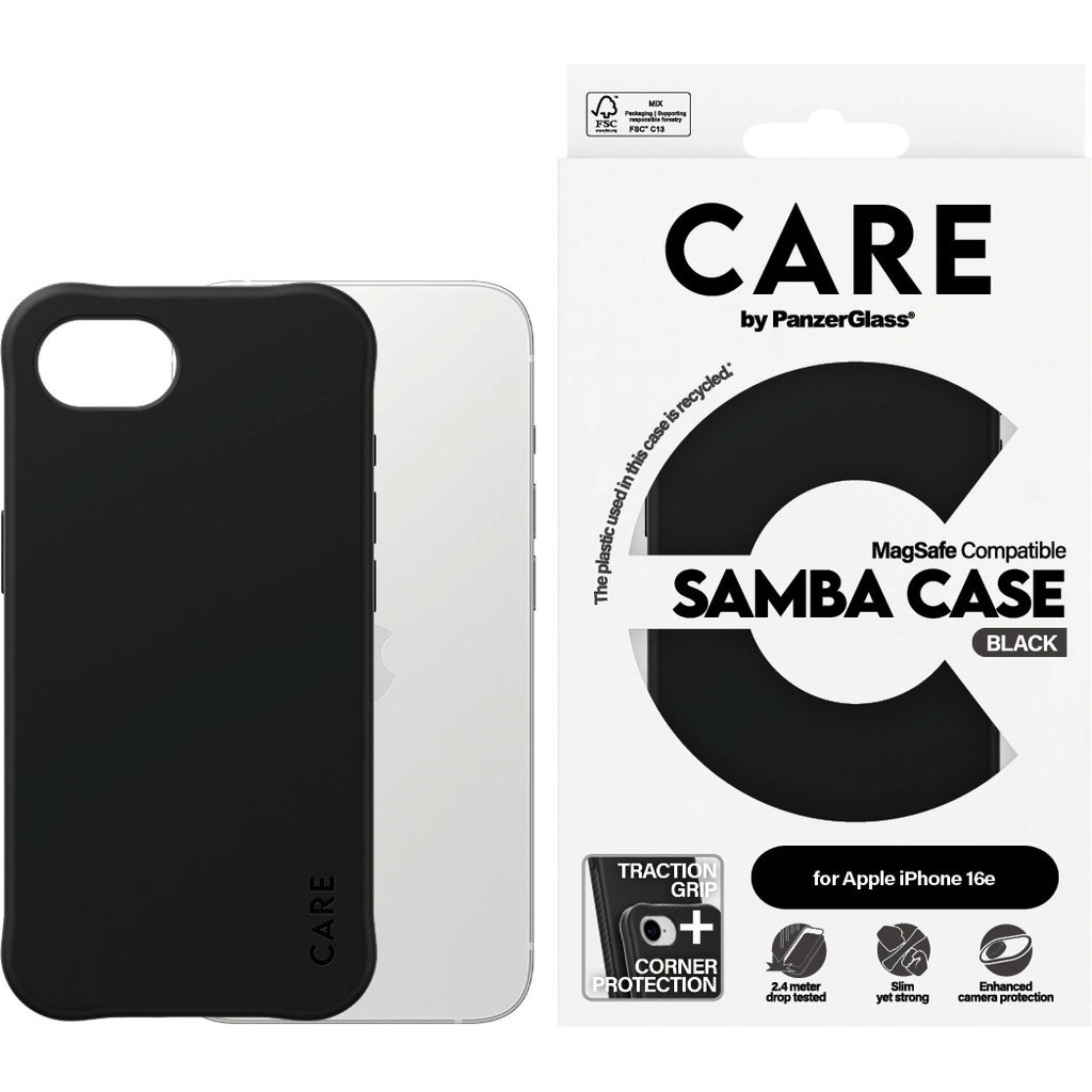 CARE by PanzerGlass PanzerGlass CARE Samba MagSafe Hoesje voor iPhone 17e en 16e - Zwart