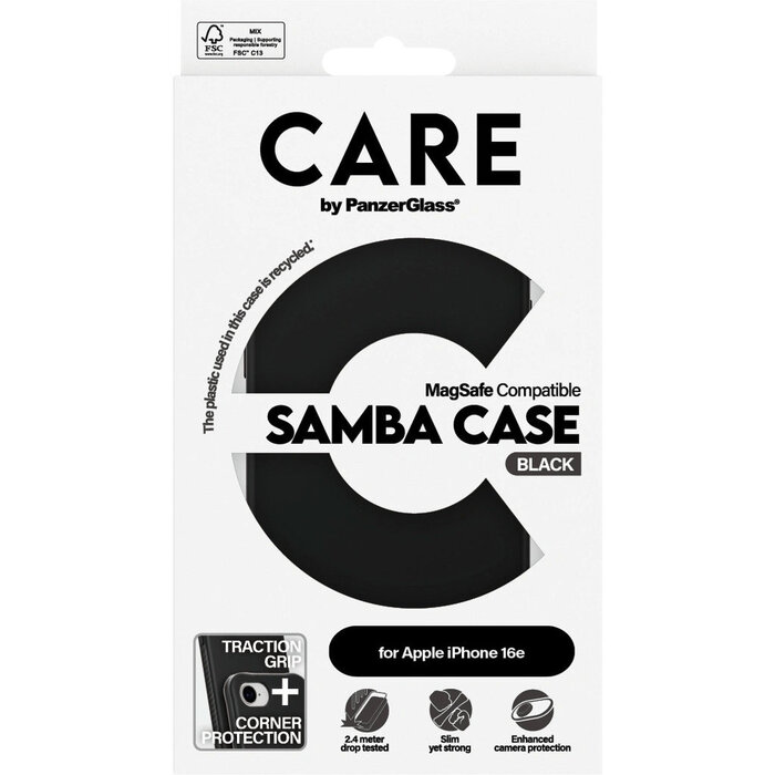 CARE by PanzerGlass PanzerGlass CARE Samba MagSafe Hoesje voor iPhone 17e en 16e - Zwart