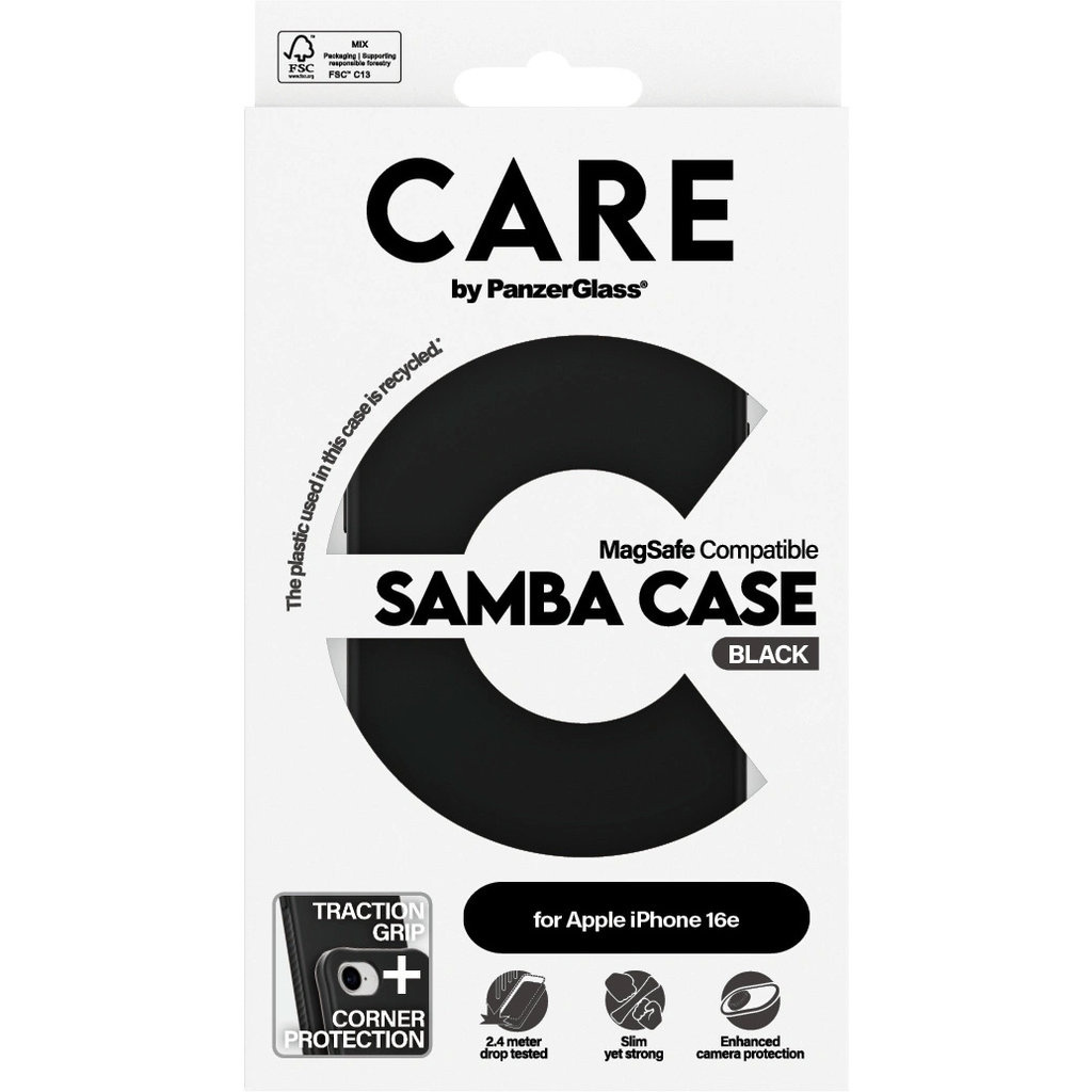 CARE by PanzerGlass PanzerGlass CARE Samba MagSafe Hoesje voor iPhone 17e en 16e - Zwart