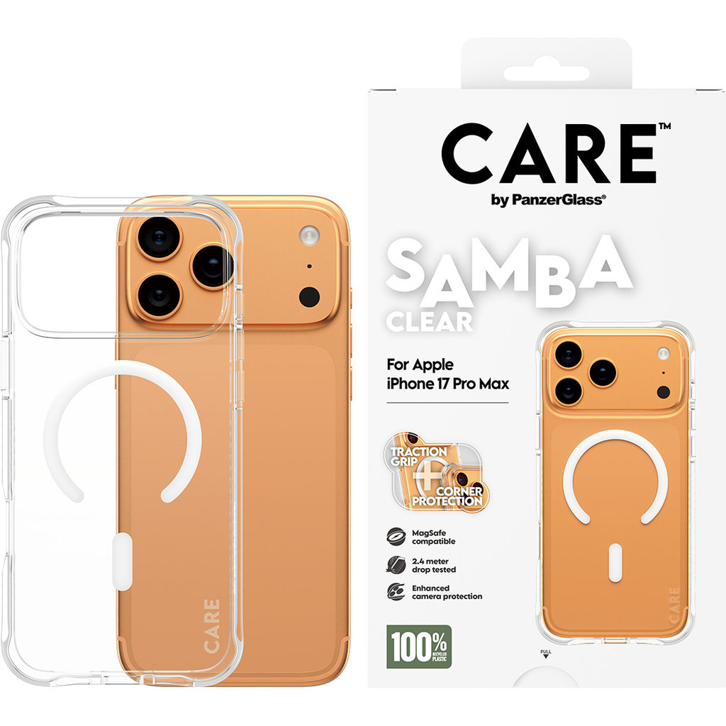 CARE by PanzerGlass PanzerGlass CARE Samba MagSafe Case iPhone 17 Pro Max - Transparant