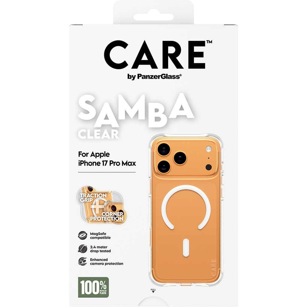 CARE by PanzerGlass PanzerGlass CARE Samba MagSafe Case iPhone 17 Pro Max - Transparant