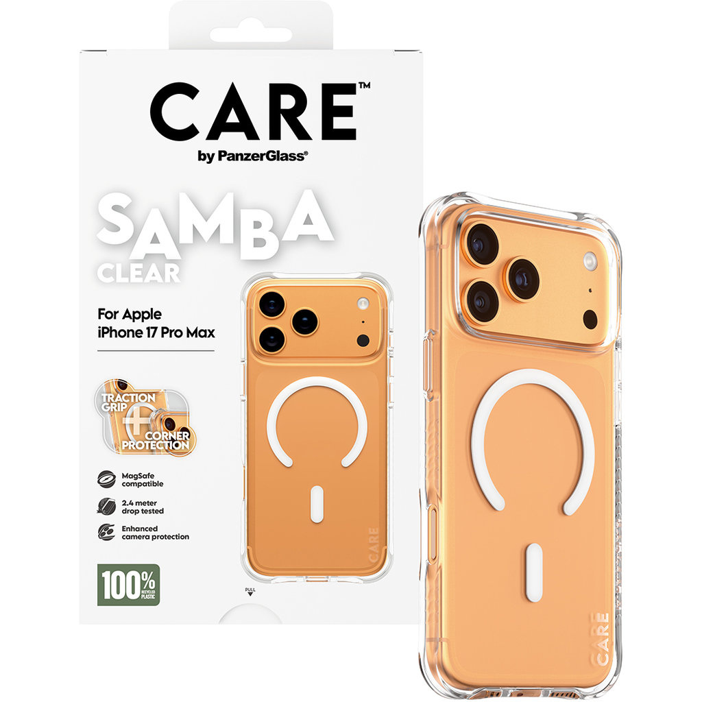 CARE by PanzerGlass PanzerGlass CARE Samba MagSafe Case iPhone 17 Pro Max - Transparant