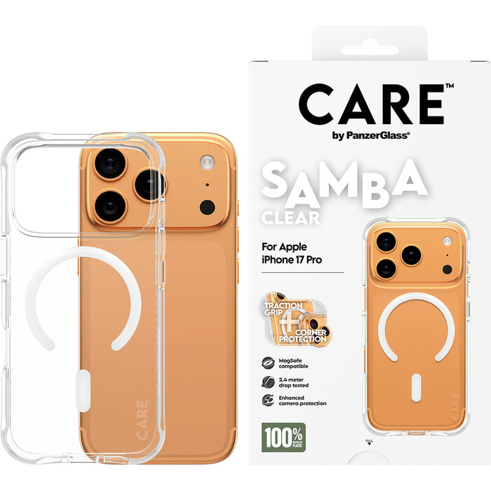 CARE by PanzerGlass CARE by PanzerGlass Samba MagSafe Hoesje voor iPhone 17 Pro - Transparant