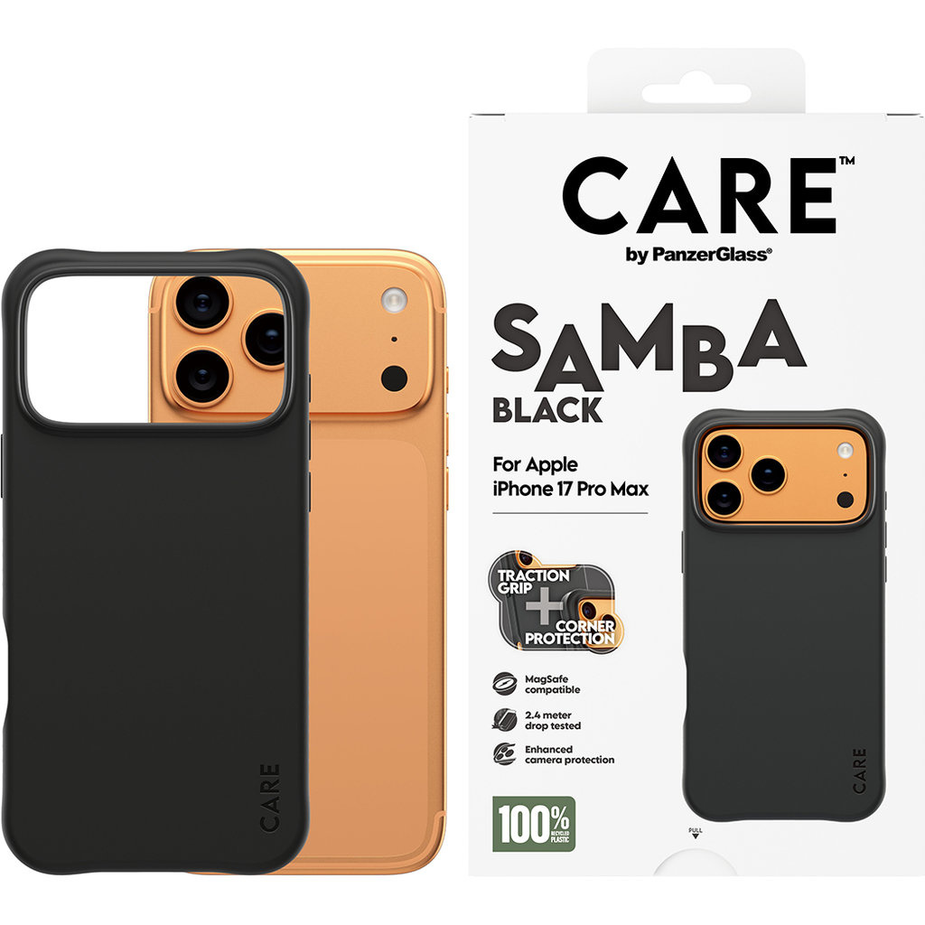 CARE by PanzerGlass CARE by PanzerGlass Fashionable Case Samba Black MagSafe iPhone 17 Pro Max, foto 3 van 5