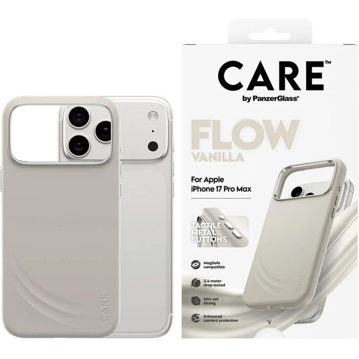 CARE by PanzerGlass PanzerGlass CARE FLOW MagSafe Hoesje voor iPhone 17 Pro Max - Vanilla
