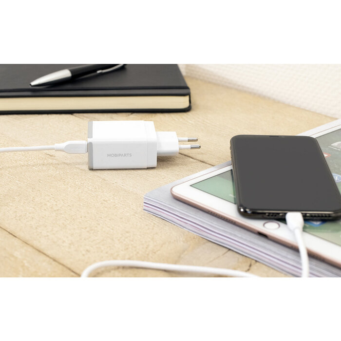 Mobiparts Mobiparts USB-C naar USB-C Snellader Kabel - 60W - 3A - 1m - Wit