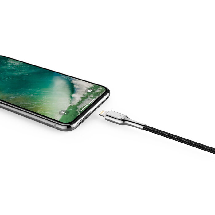 Cygnett Cygnett Armoured Gevlochten Lightning naar USB-C Kabel - 10cm - Zwart
