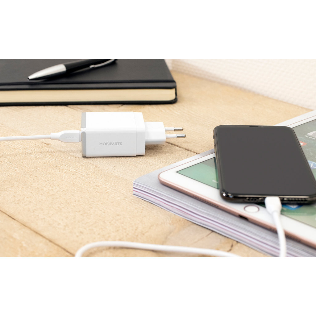 Mobiparts Mobiparts USB-C naar USB-C Kabel - 2 Meter - 60W - 3A - Wit