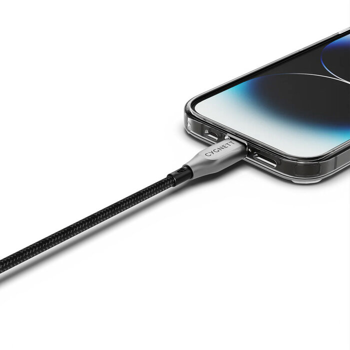 Cygnett Cygnett Armoured Gevlochten USB-C naar Lightning Kabel - 50cm - Zwart