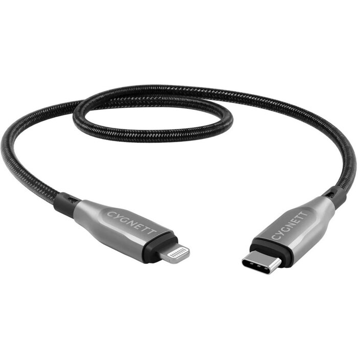 Cygnett Cygnett Armoured Braided Lightning to USB-C Cable 50cm Black