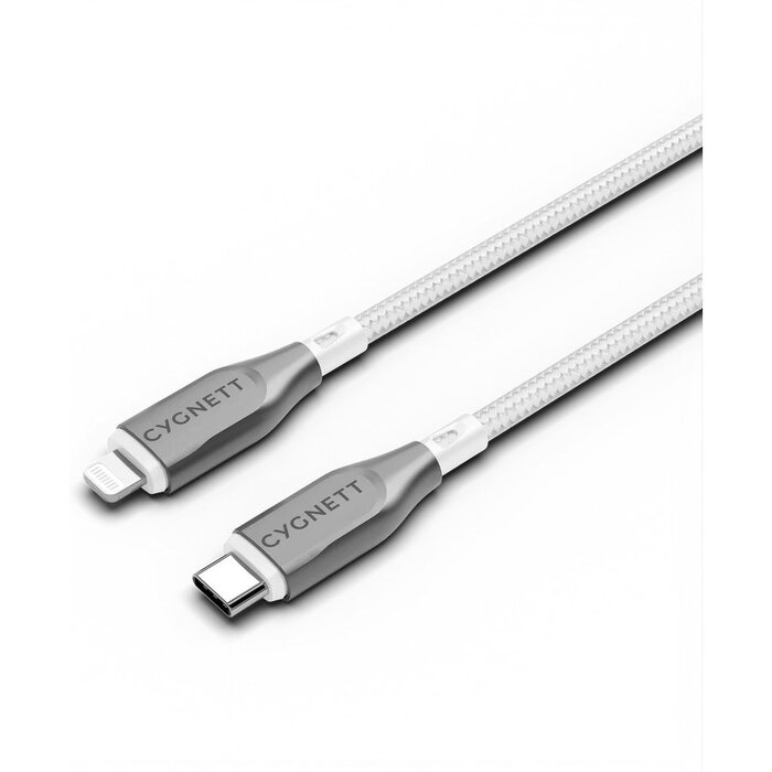 Cygnett Cygnett Armoured Braided LightnIng to USB-C Cable 1m White