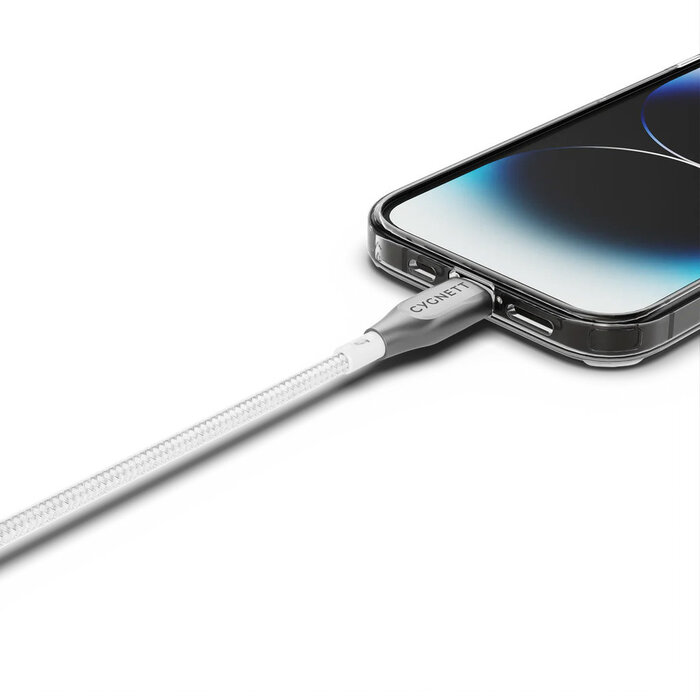 Cygnett Cygnett Armoured USB-C naar Lightning Kabel 1m - Gevlochten - Wit