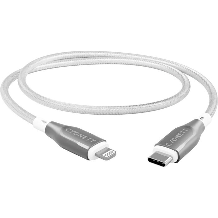 Cygnett Cygnett Armoured Braided LightnIng to USB-C Cable 1m White