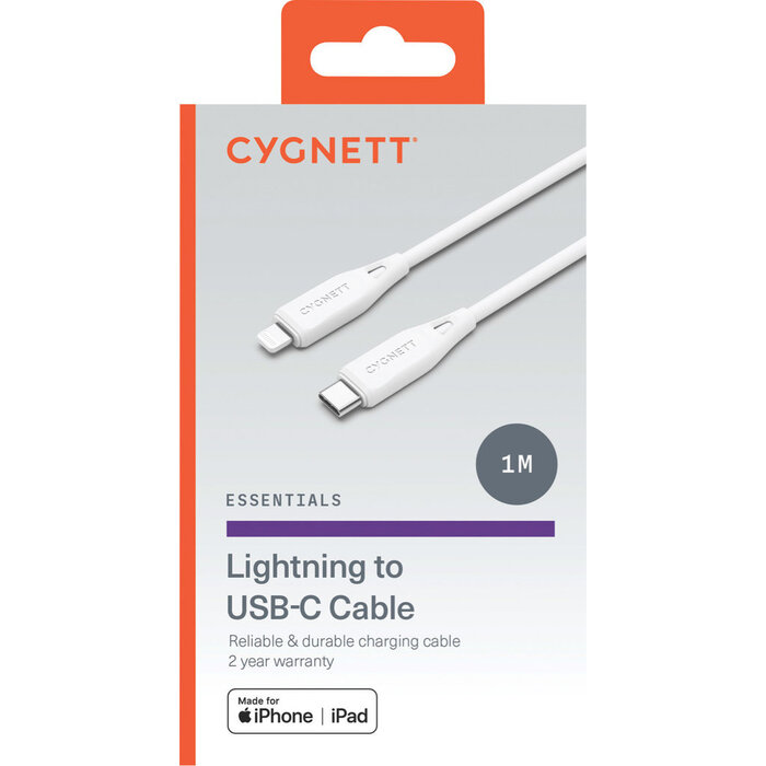 Cygnett Cygnett Essentials Lightning to USB-C Cable 1m White