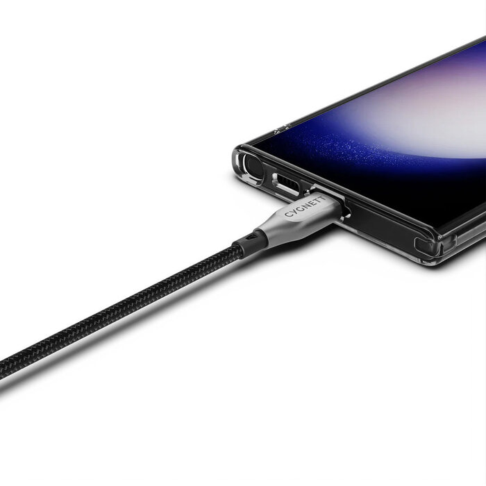 Cygnett Cygnett Armoured USB-C naar USB-C Kabel - 50cm - 100W - Zwart Gevlochten