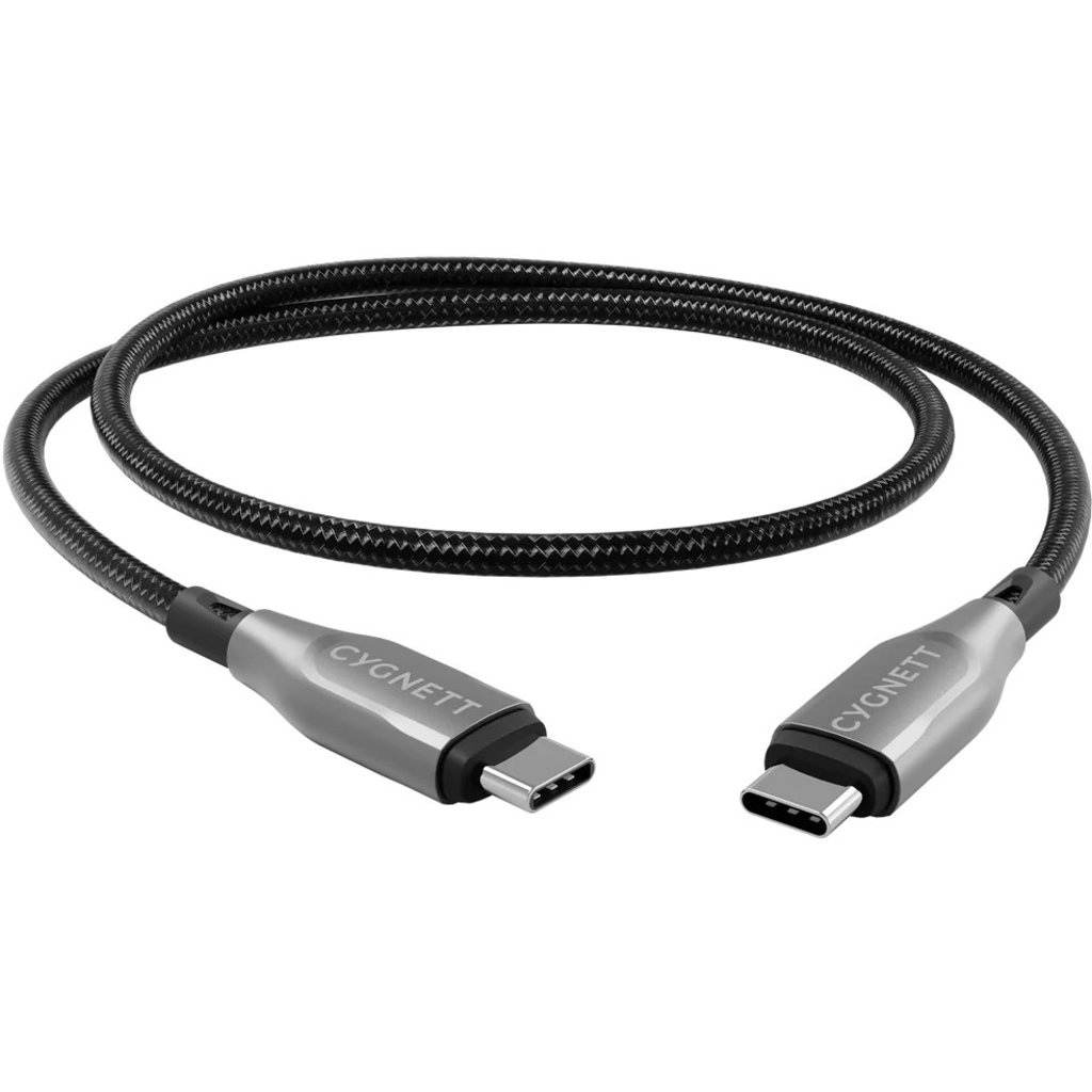 Cygnett Cygnett Armoured USB-C naar USB-C Kabel 1m - Gevlochten - Zwart (60W)