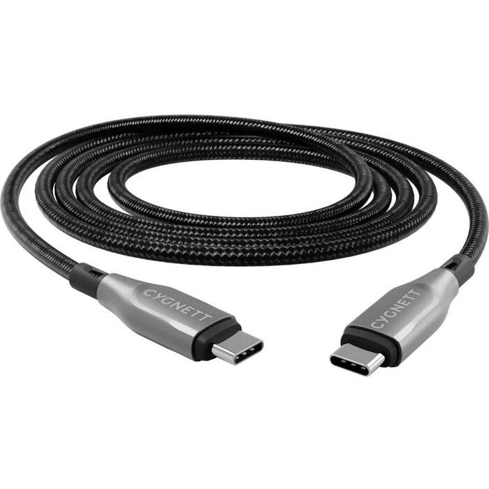 Cygnett Cygnett Armoured USB-C naar USB-C Kabel - 3m - 100W - Gevlochten Zwart