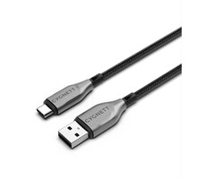 Cygnett Cygnett Armoured USB-C naar USB-A Kabel 50cm - 60W Gevlochten Zwart