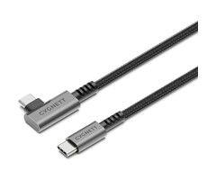 Cygnett Cygnett USB-C naar USB-C Kabel 1m - Haakse Connector - Gevlochten - Zwart