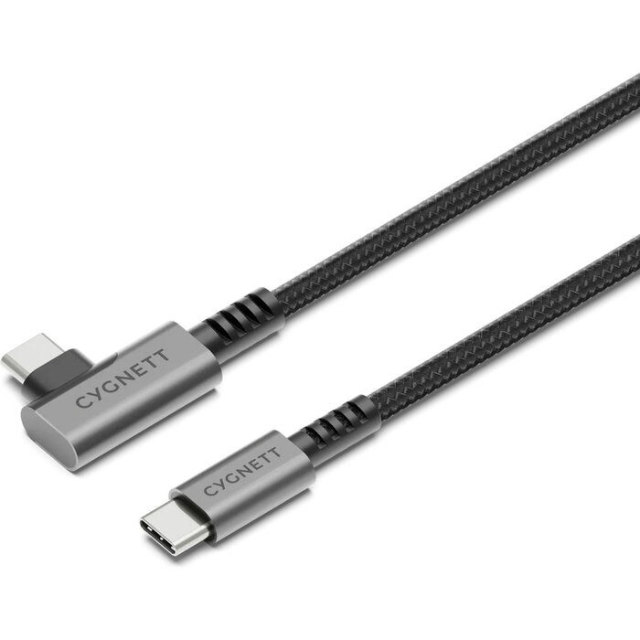 Cygnett Cygnett Unite Right Angled Braided USB-C to USB-C Cable 1m Black