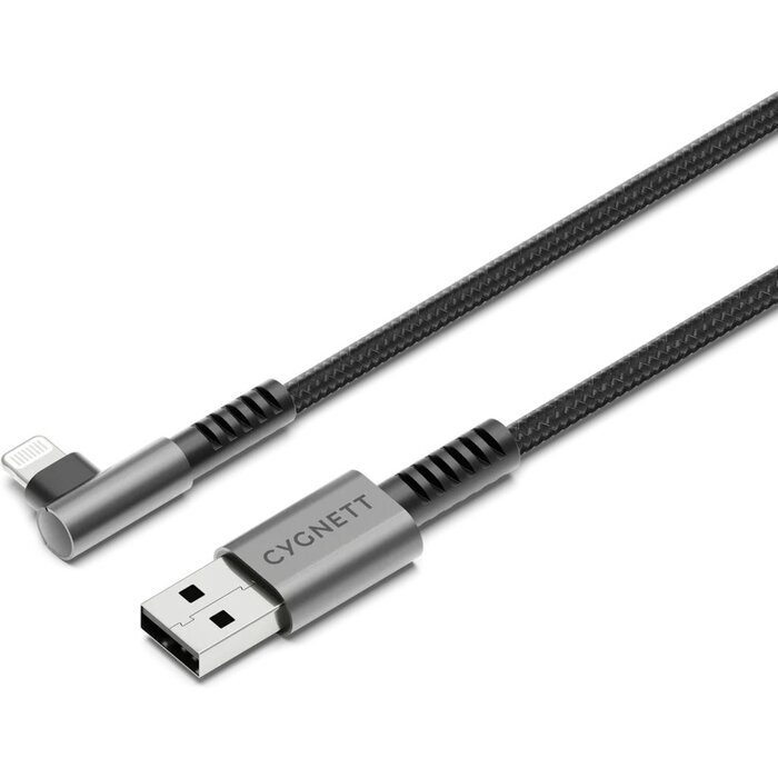 Cygnett Cygnett Unite Right Angled Braided Lightning to USB-A Cable 1m Black