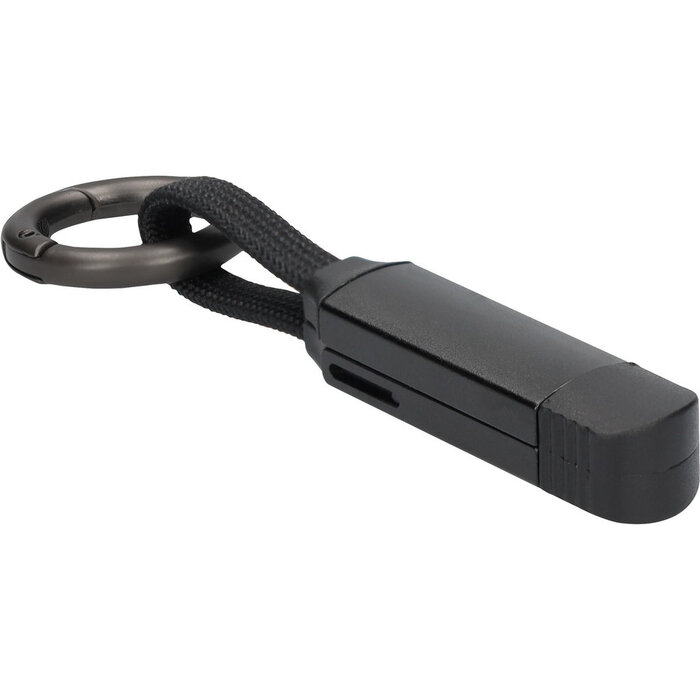Mobiparts Mobiparts 3-in-1 Oplaadkabel - Aluminium - Sleutelhanger - Zwart