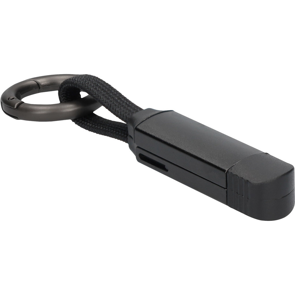 Mobiparts Mobiparts 3-in-1 Oplaadkabel - Aluminium - Sleutelhanger - Zwart