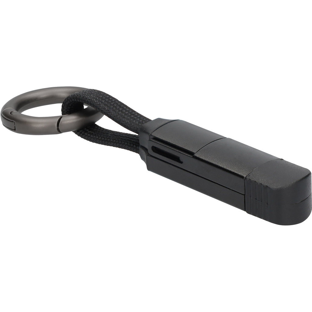 Mobiparts Mobiparts 3-in-1 Oplaadkabel - Aluminium - Sleutelhanger - Zwart