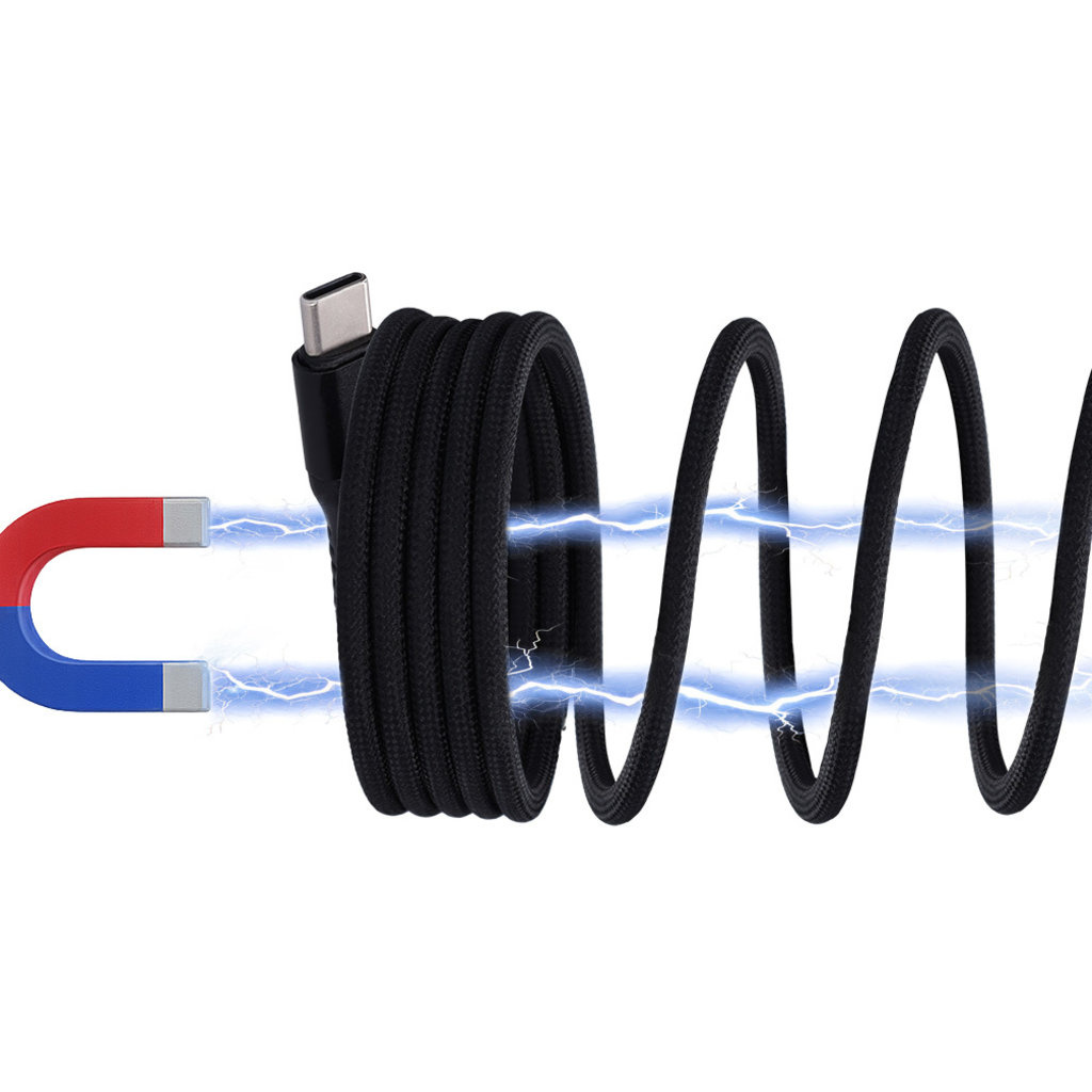 Mobiparts Mobiparts Magnetische USB-A naar USB-C Kabel 1m - Zwart Gevlochten