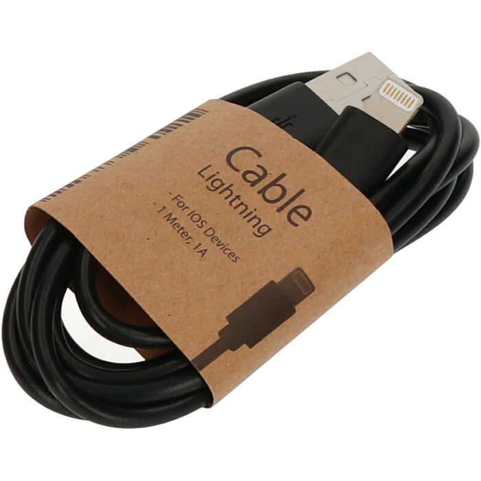 Quick & Easy Quick & Easy Lightning naar USB Kabel 1m Zwart - 5-pack