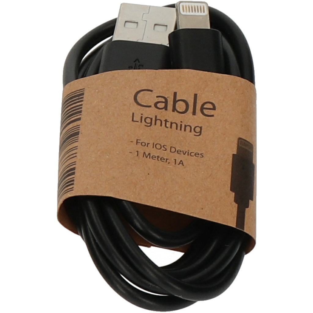 Quick & Easy Quick & Easy Lightning naar USB Kabel 1m Zwart - 5-pack