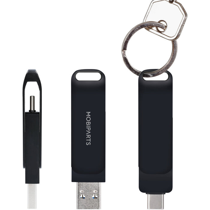 Mobiparts Mobiparts Dual USB-C & USB-A 128GB Flash Drive - Zwart