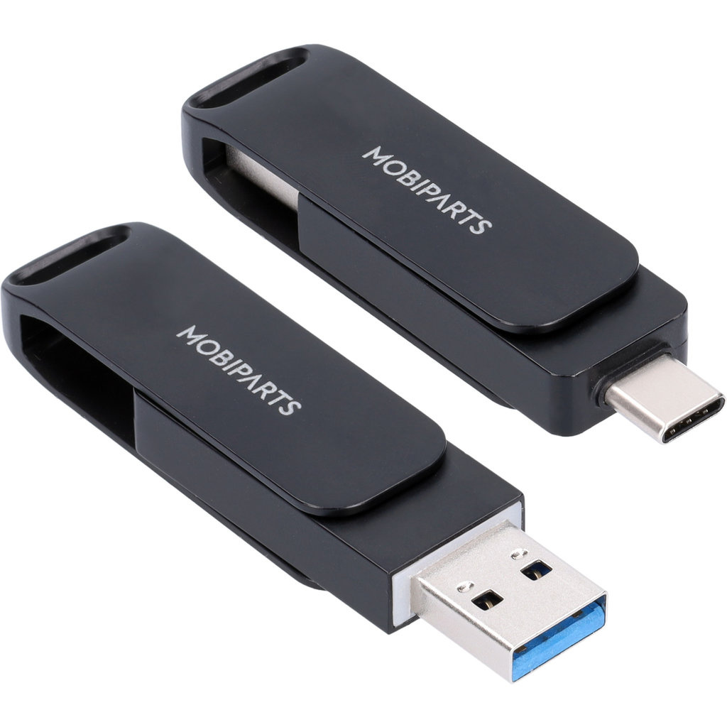 Mobiparts Mobiparts Dual USB-C & USB-A 128GB Flash Drive - Zwart