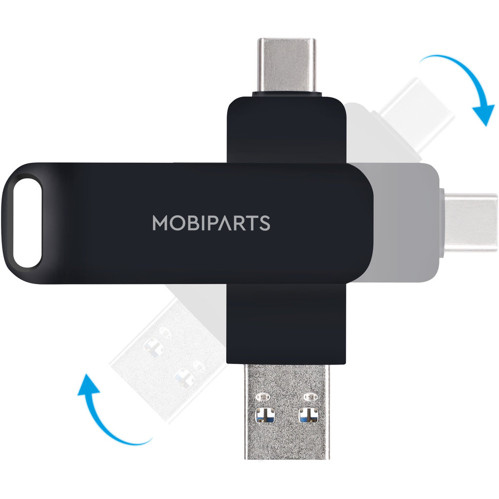 Mobiparts Mobiparts 256GB Dual USB-C & USB-A Flash Drive - Zwart