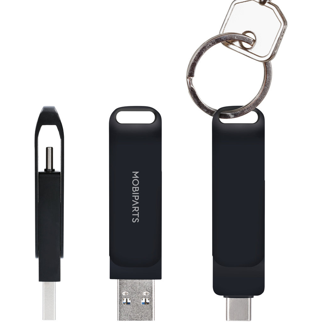 Mobiparts Mobiparts 256GB Dual USB-C & USB-A Flash Drive - Zwart
