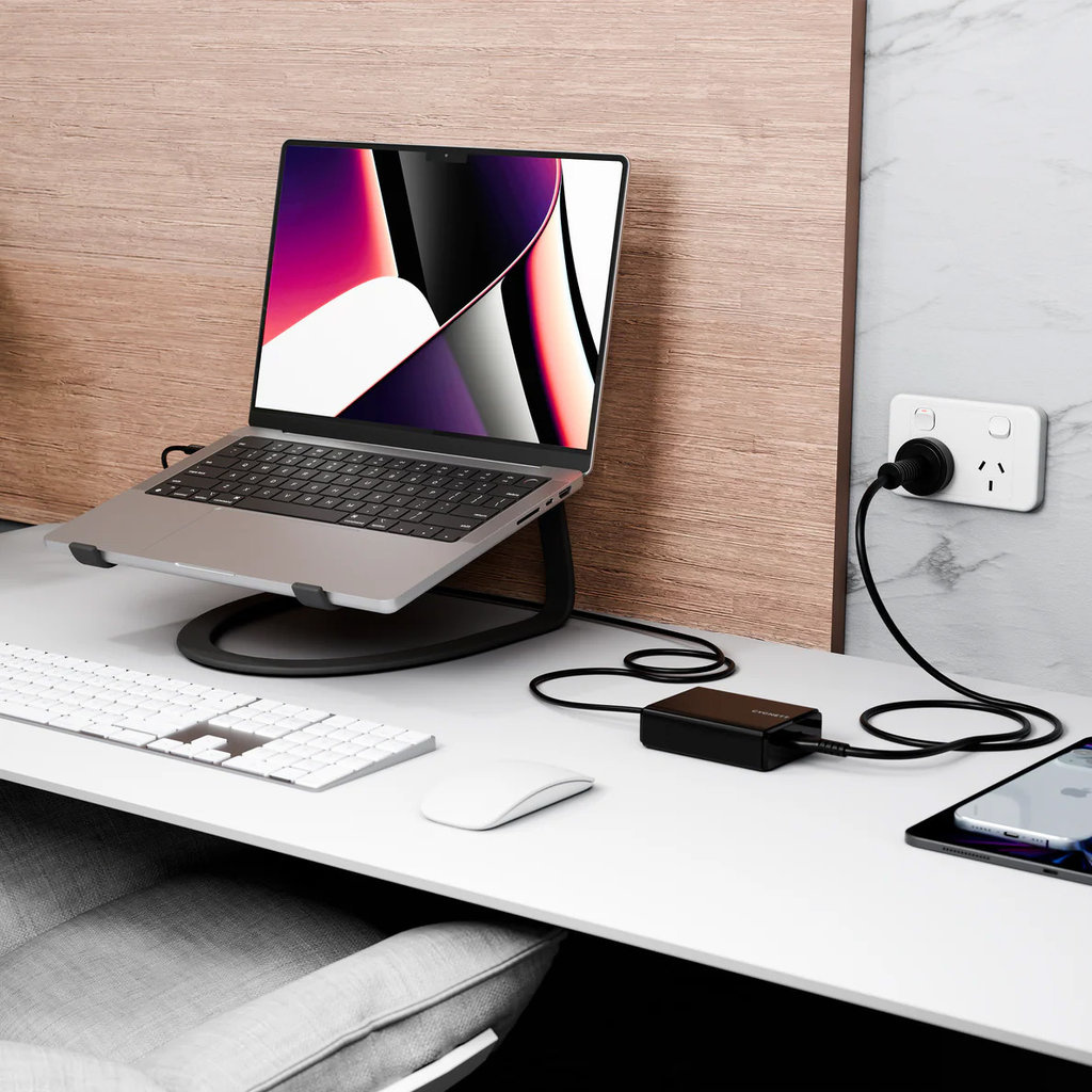 Cygnett Cygnett PowerMaxx 100W GaN USB-C Snellader met Vaste Kabel - Zwart
