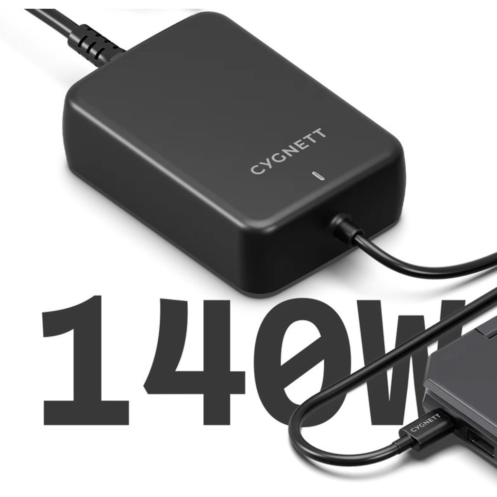 Cygnett Cygnett PowerMaxx 140W GaN USB-C Snellader voor Laptops - Zwart