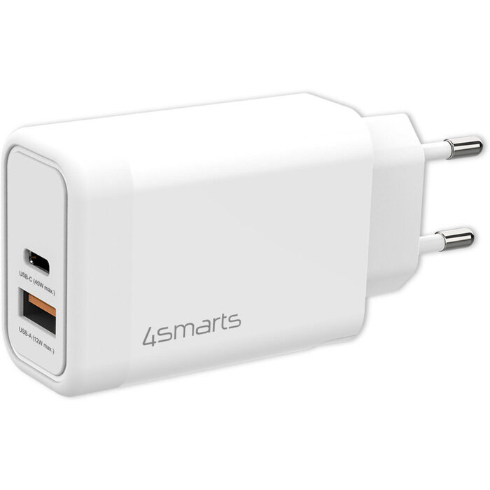4Smarts 4SMarts VoltPlug 45W GaN USB-C Snellader - Compacte Adapter - Wit
