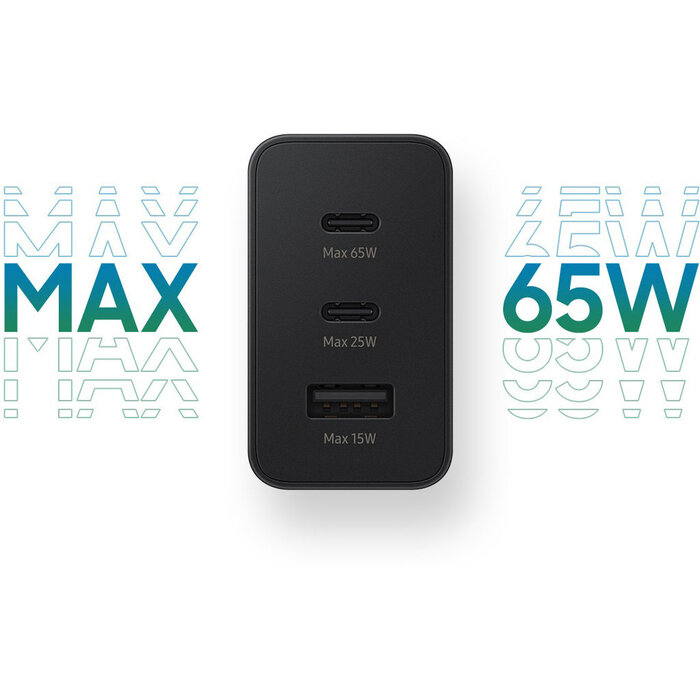Samsung Samsung 65W Trio Snellader - 2x USB-C & 1x USB-A - Zwart (EP-T6530)
