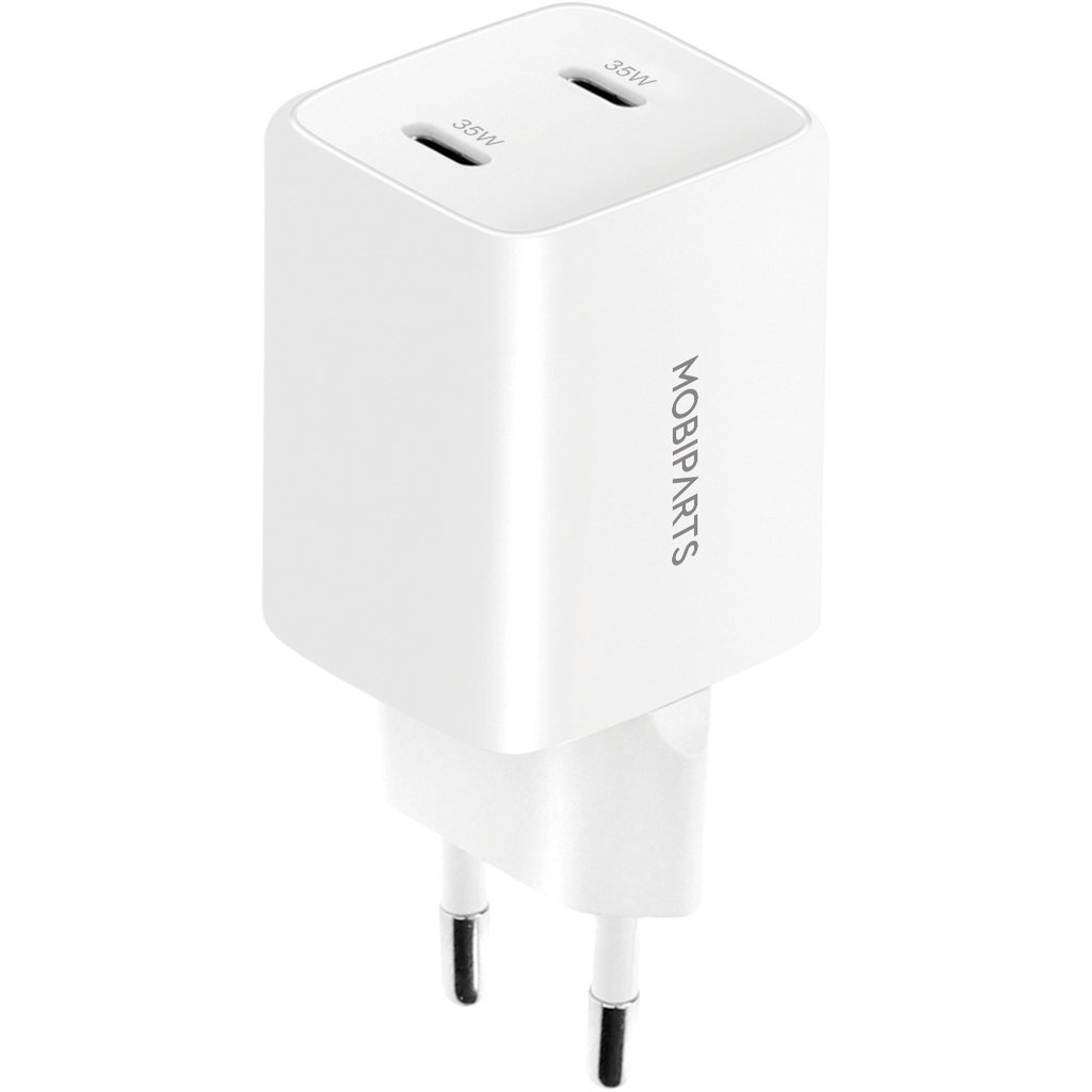 Mobiparts Mobiparts 35W GaN Dual USB-C Snellader - Power Delivery - Wit