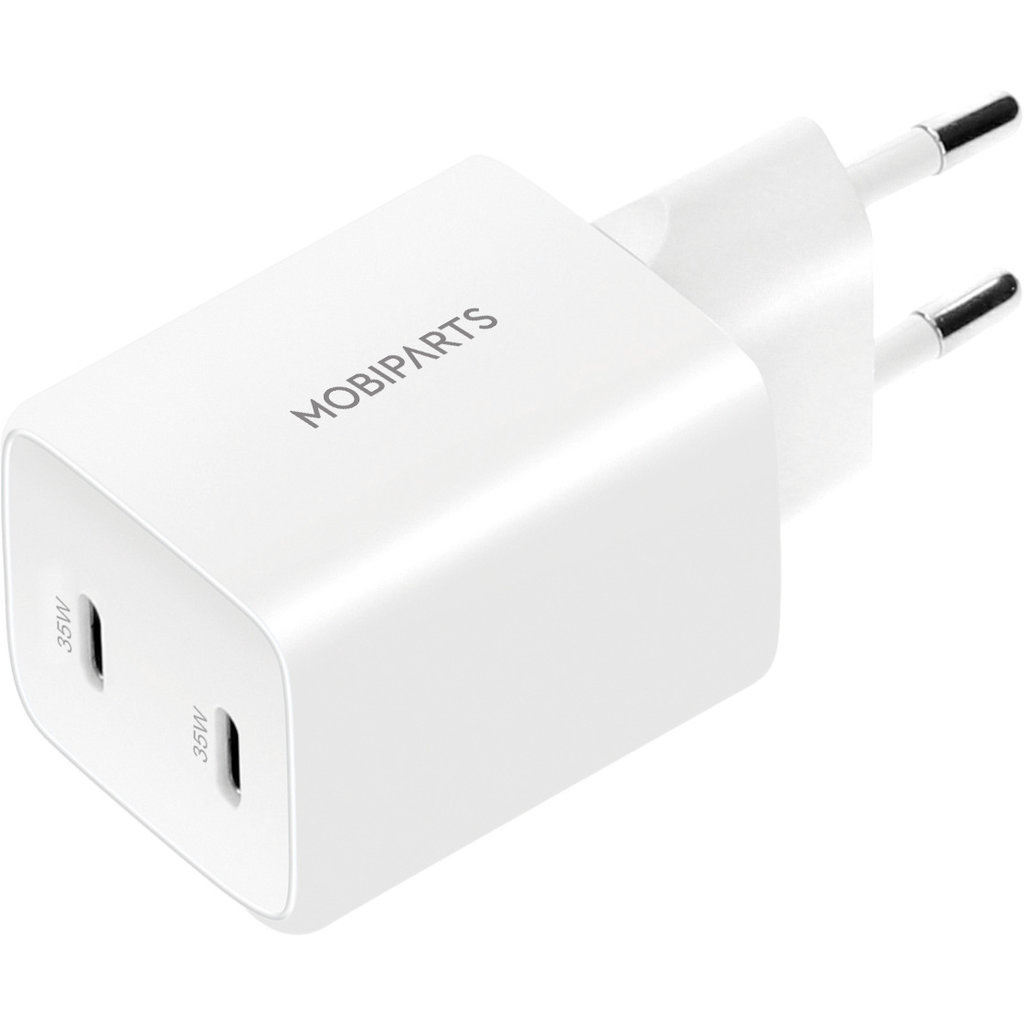 Mobiparts Mobiparts 35W GaN Dual USB-C Snellader - Power Delivery - Wit