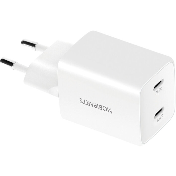 Mobiparts Mobiparts 35W GaN Dual USB-C Snellader - Power Delivery - Wit