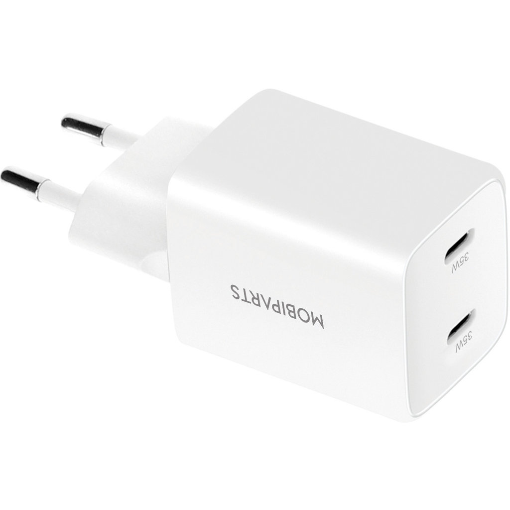 Mobiparts Mobiparts 35W GaN Dual USB-C Snellader - Power Delivery - Wit