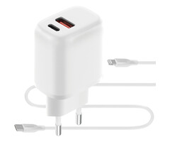 Mobiparts Mobiparts Dual USB-C & USB-A Wandlader met Lightning-kabel - Wit