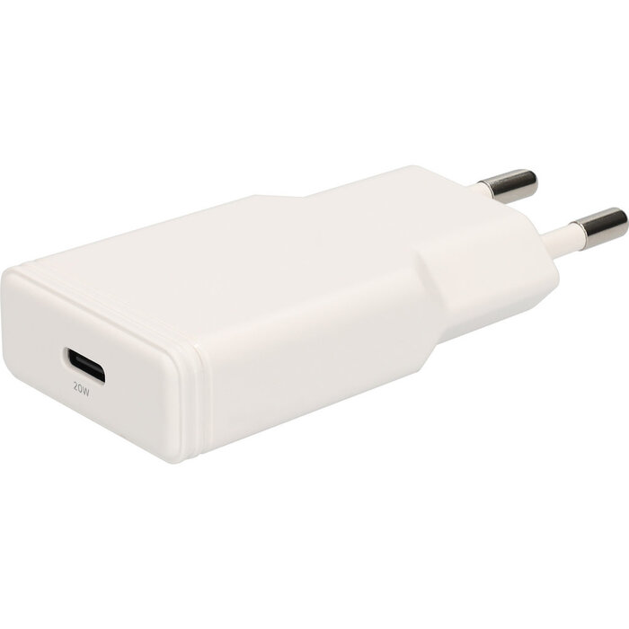 Mobiparts Mobiparts GaN USB-C Snellader 20W - Plat Design - Wit